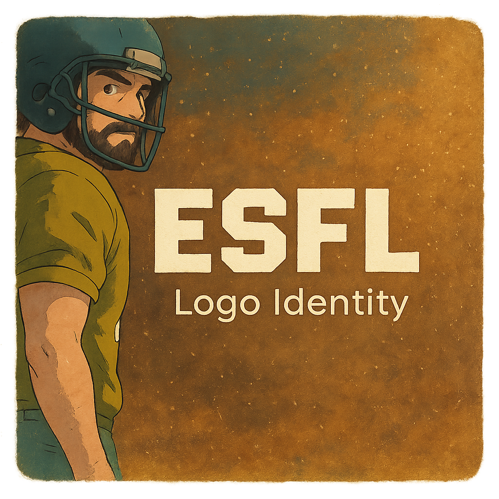 Custom logo identity design for the ESFL sports app, featuring a bold visual brand and mobile interface for league engagement and fan interaction.