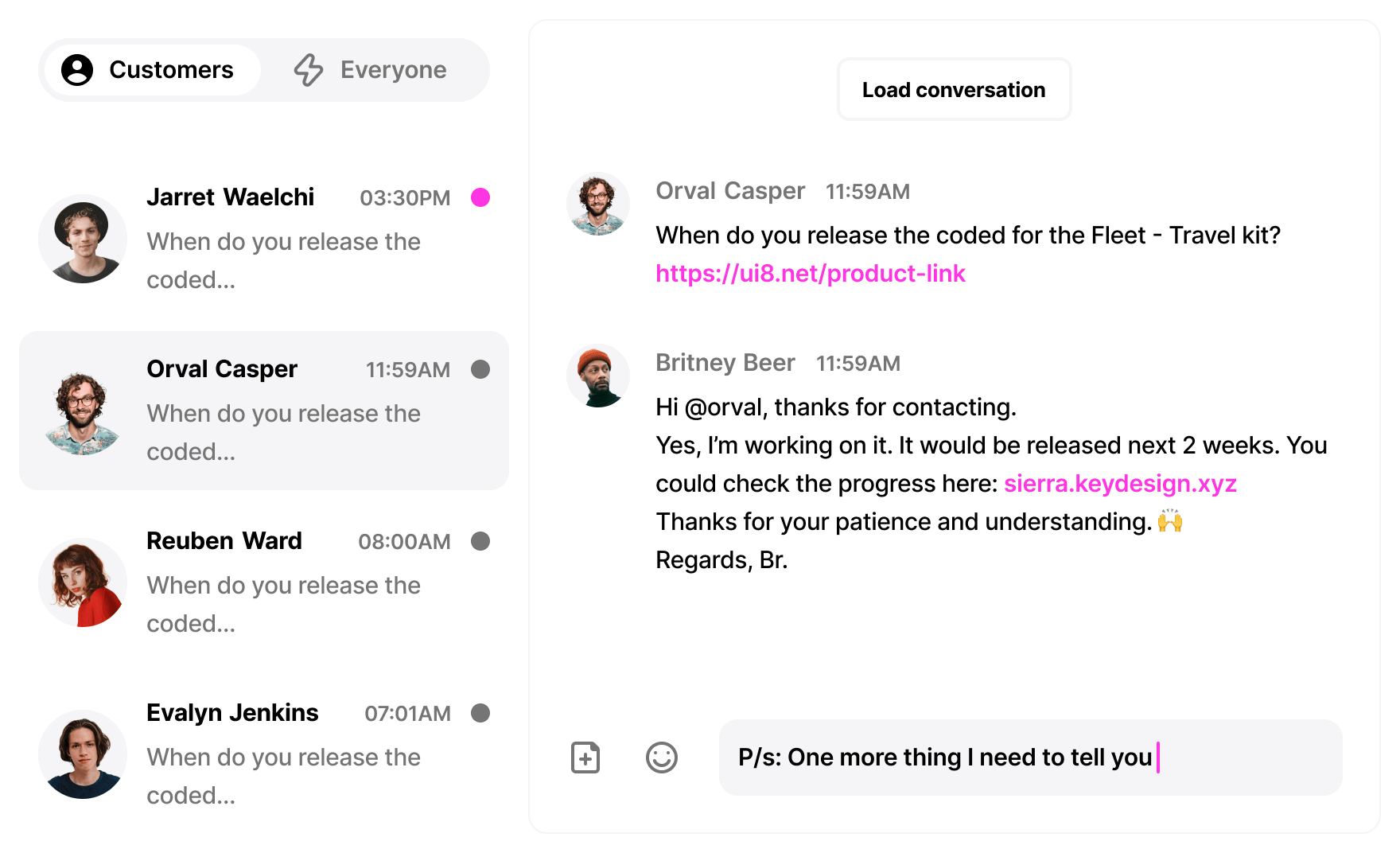 Choren Consulting CRM AI chatbot interface responding to customer queries in real time with integrated support workflows.