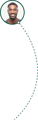 CRM interface widget displaying a user avatar on a curved timeline, representing client activity tracking within Choren Consulting CRM.
