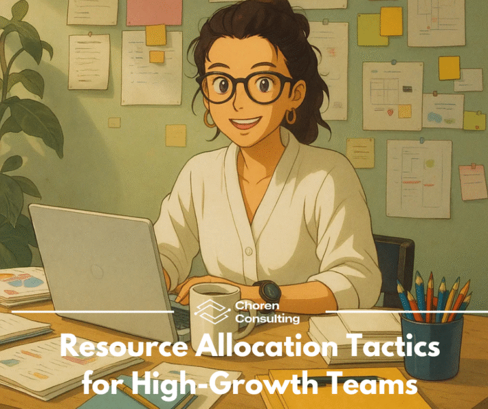 Team leader optimizing resource allocation strategy for a high-growth business